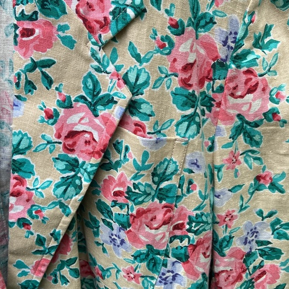 Vintage Woolrich Oversized Linen Cotton Blend Floral Blazer Women's Size L - Picture 9 of 11
